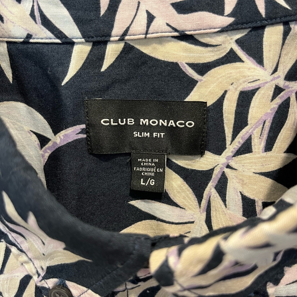New Club Monaco Men’s Hawaiian Slim Fit Button Down Shirt, Large - Picture 2 of 3
